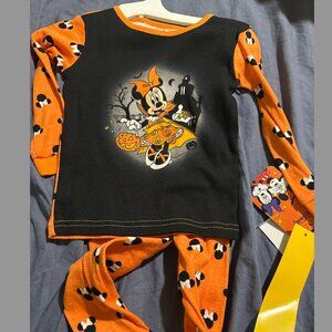 Disney Minnie Mouse Halloween Pajama Set 2T Long Sleeve 100% Cottton NWY
